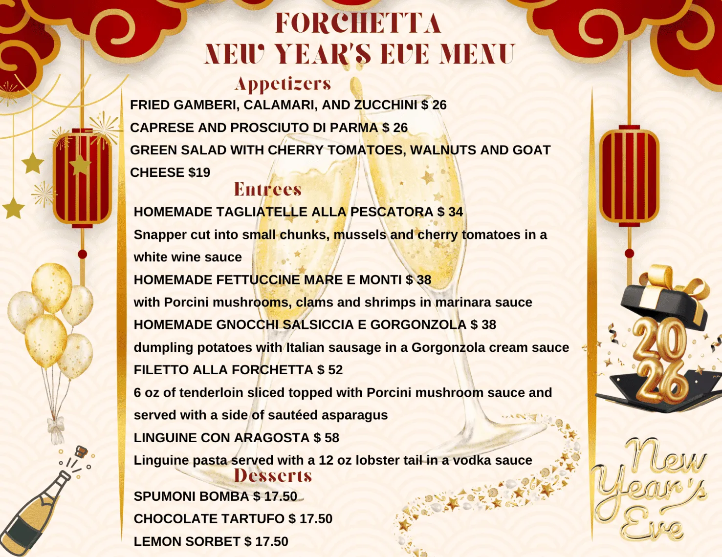 New Year's Eve Menu